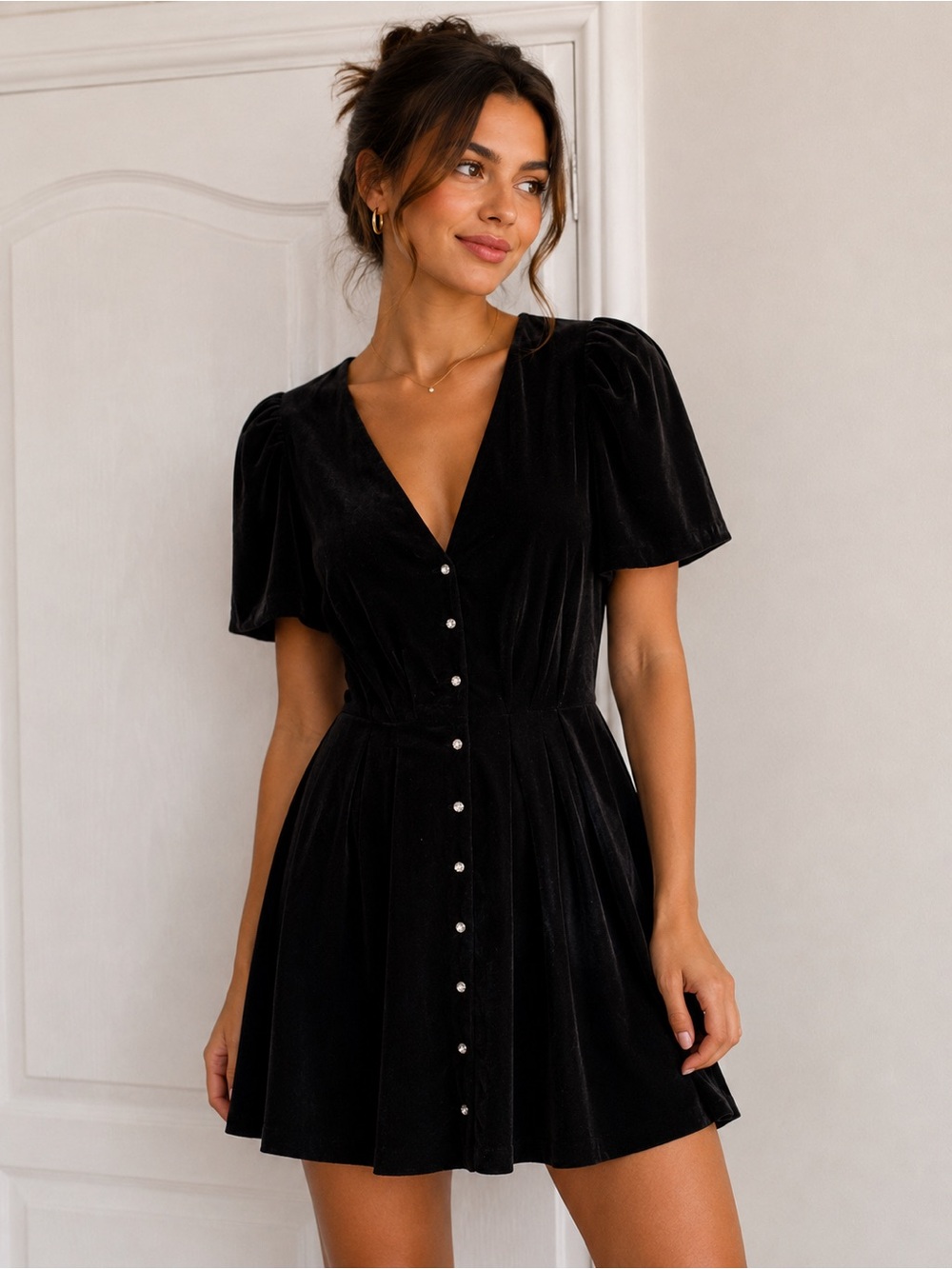 Zara Black Velvet Crystal Women’s Dress XS